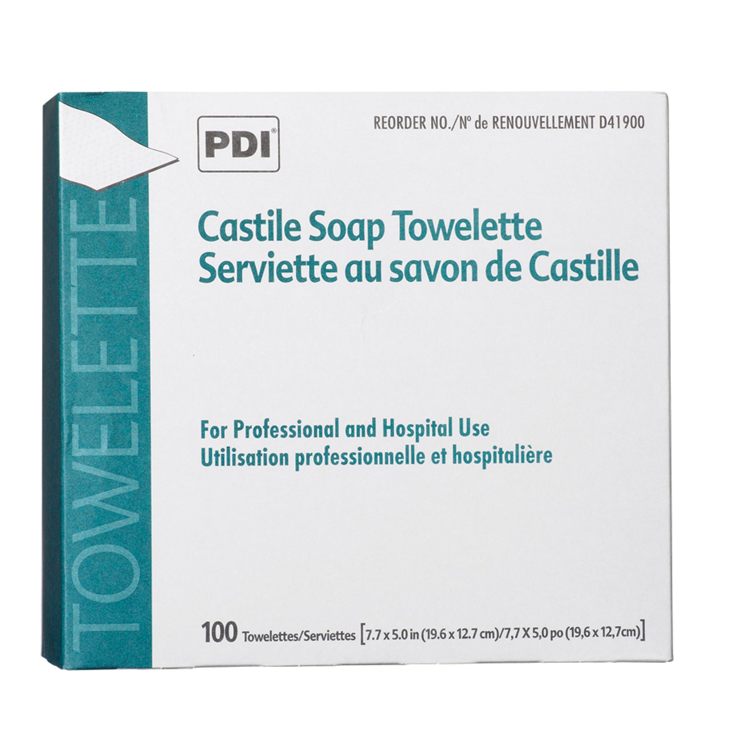 PDI CASTILE SOAP TOWELETTE Castile Soap Towelette, 2% Coconut Oil, 1/pk, 100 pk/bx, 10 bx/cs