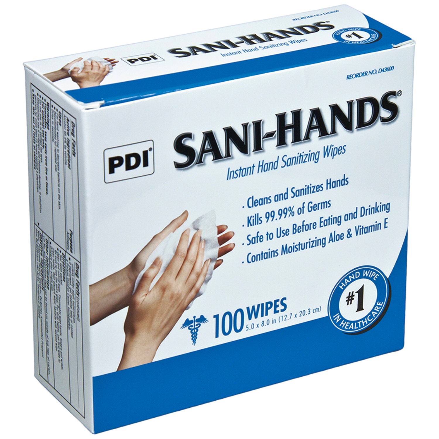 PDI SANI-HANDS® INSTANT HAND SANITIZING WIPES "Instant Hand Sanitizing Wipe, 5\" x 8\", 100/bx, 10 bx/cs "