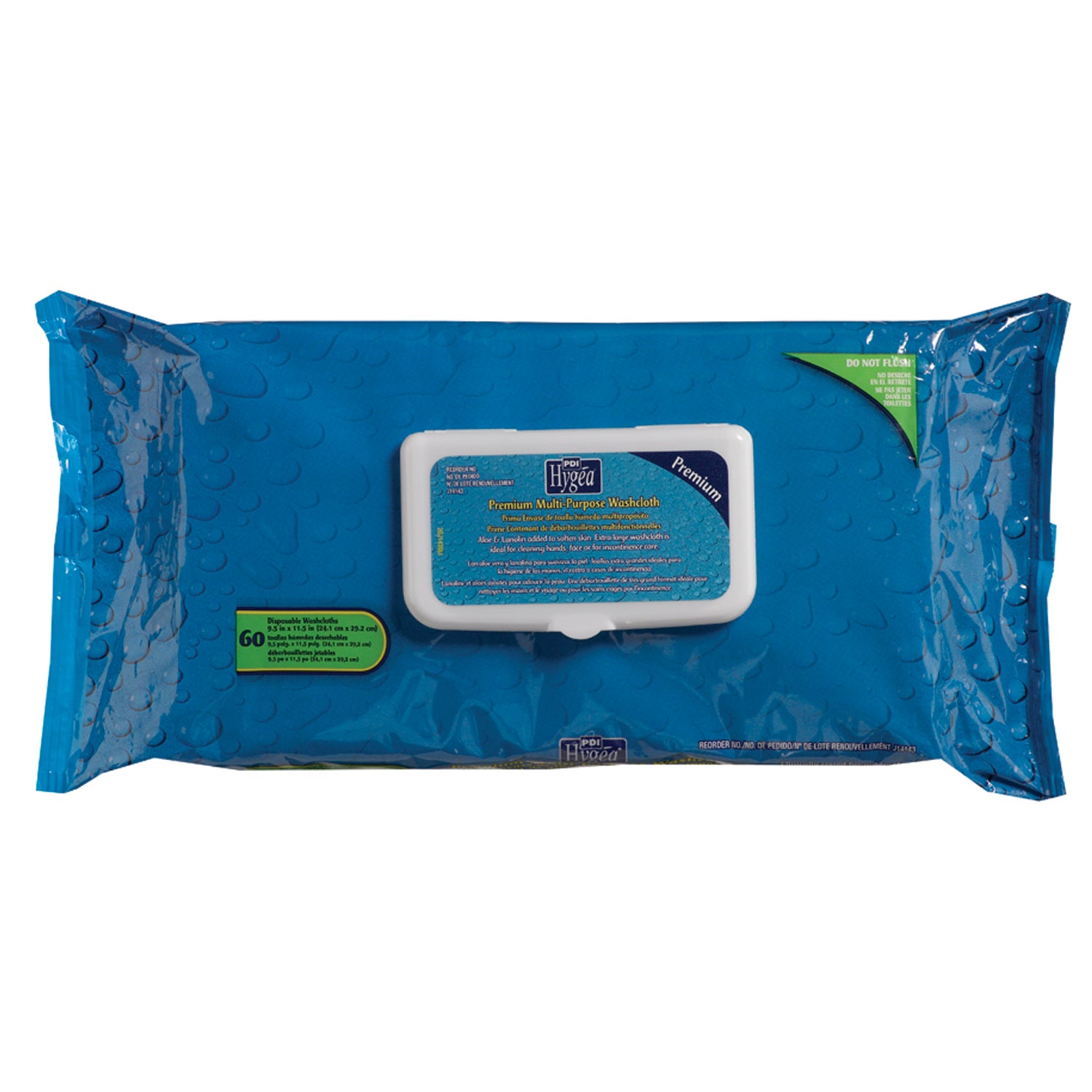 PDI HYGEA® MULTIPURPOSE  WASHCLOTHS Premium Multi-Purpose Washcloths, Solo® Softpak, 60/pk, 6 pk/cs