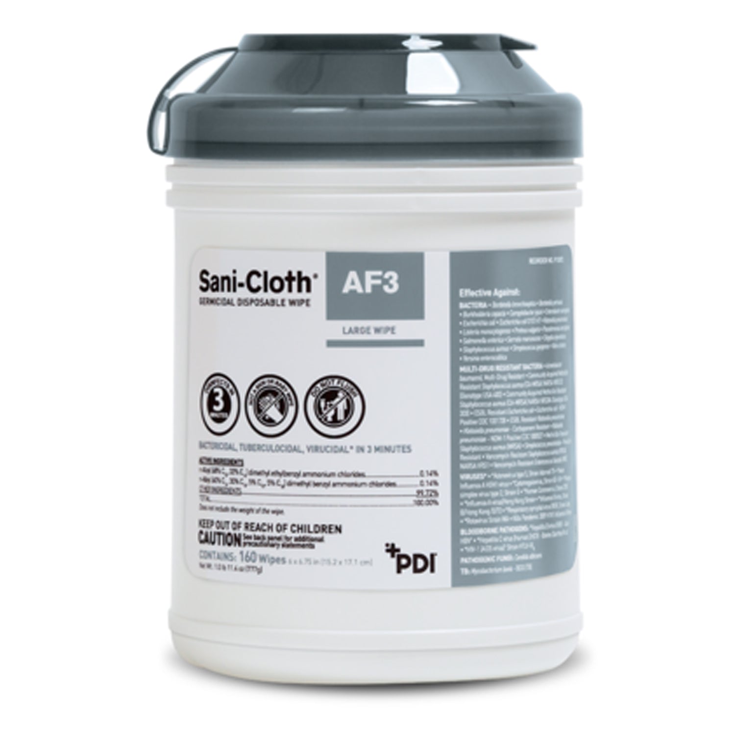 PDI SANI-CLOTH® AF3 GERMICIDAL DISPOSABLE WIPE "AF3 Germicidal Disposable Wipe, Large, 6\" x 63/4\", 160/canister, 12 can/cs "