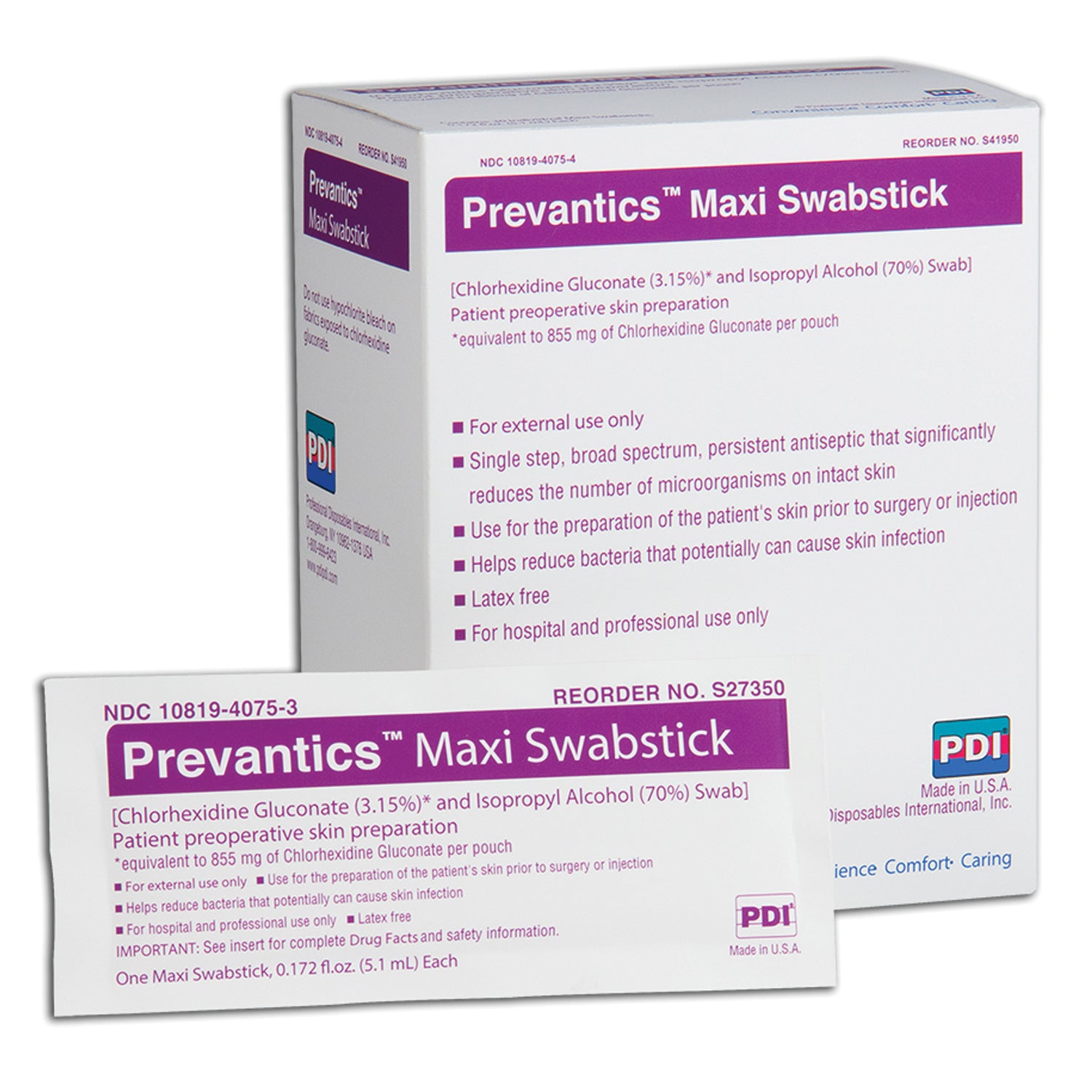 PDI PREVANTICS™ "Maxi Swabstick, 3.25\" x 8\", 30/bx, 10 bx/cs "
