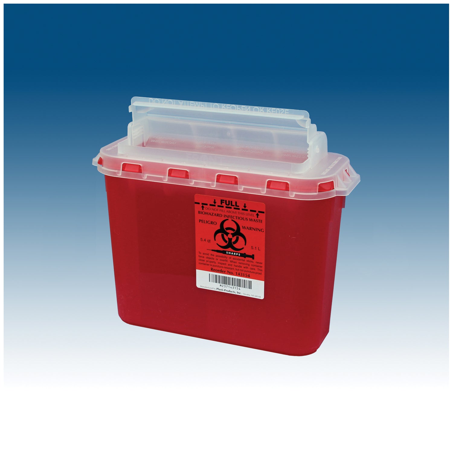 PLASTI WALL MOUNTED SHARPS DISPOSAL SYSTEM Container, 5.4 Qt, Red, 10/bx, 2 bx/cs