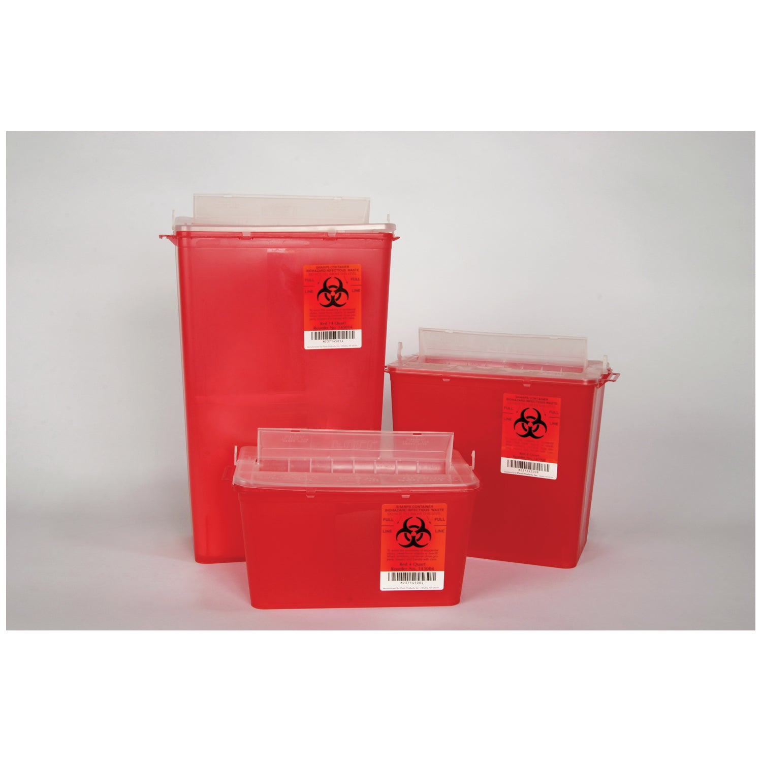 PLASTI HORIZONTAL ENTRY SHARPS CONTAINERS Horizontal Entry Container, 4 Qt Red, 25/cs