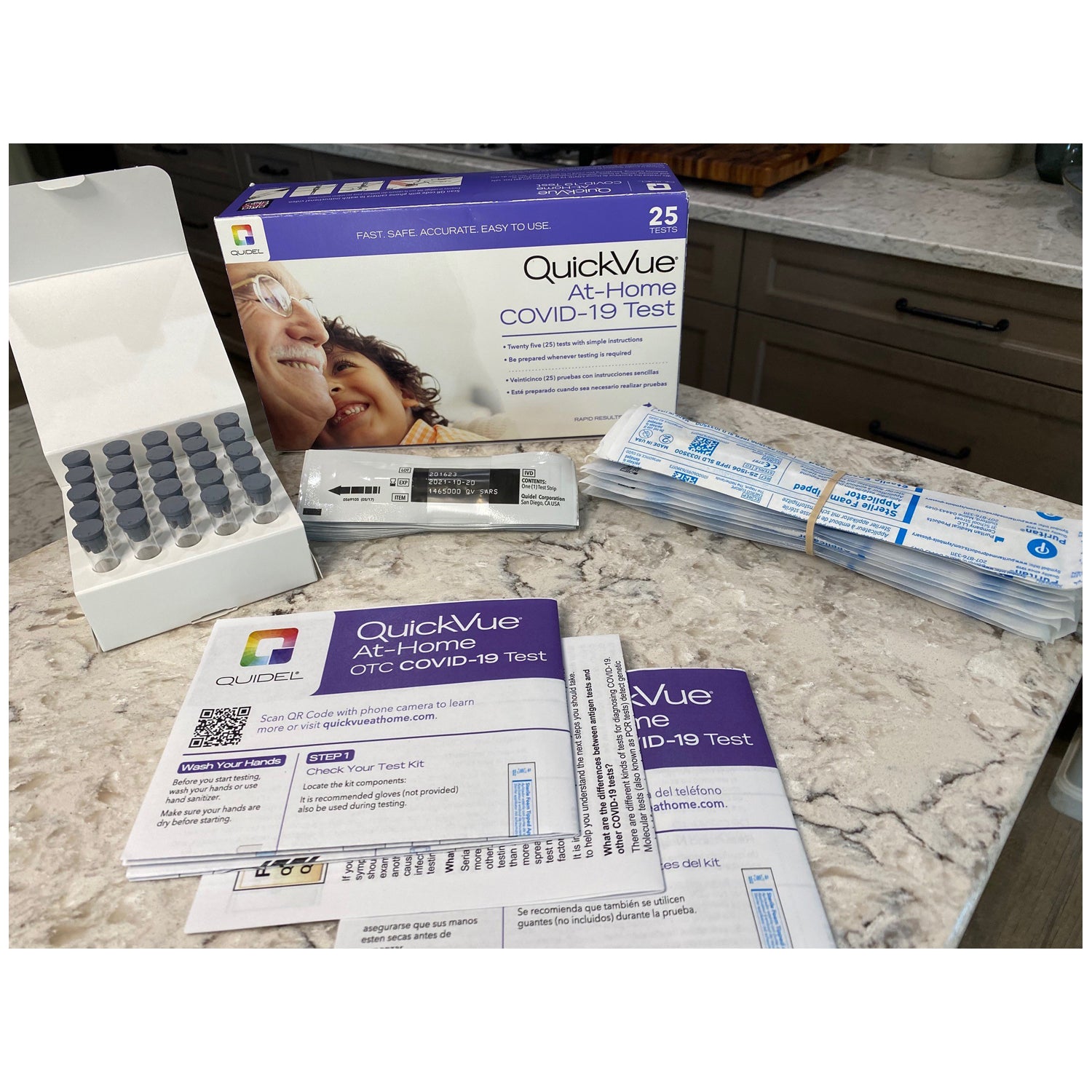 QUIDEL QUICKVUE® SARS ANTIGEN TEST QuickVue At-Home OTC COVID-19, 25 test/kit (Extended Dating, see Letter; Short-Dated; Non-Returnable)
