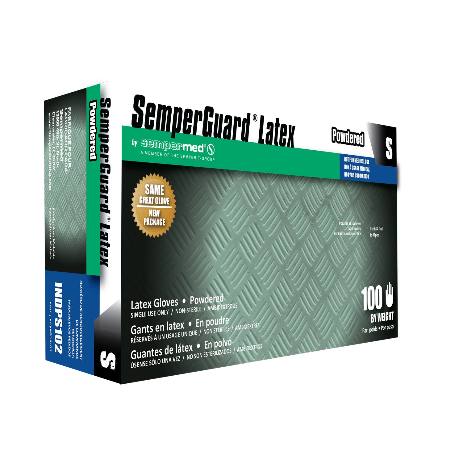 HARPS USA SEMPERGUARD® LATEX POWDERED Glove, Industrial Latex, Powdered, Small, Non-Sterile,100/bx, 10 bx/cs (Not for Medical Use)
