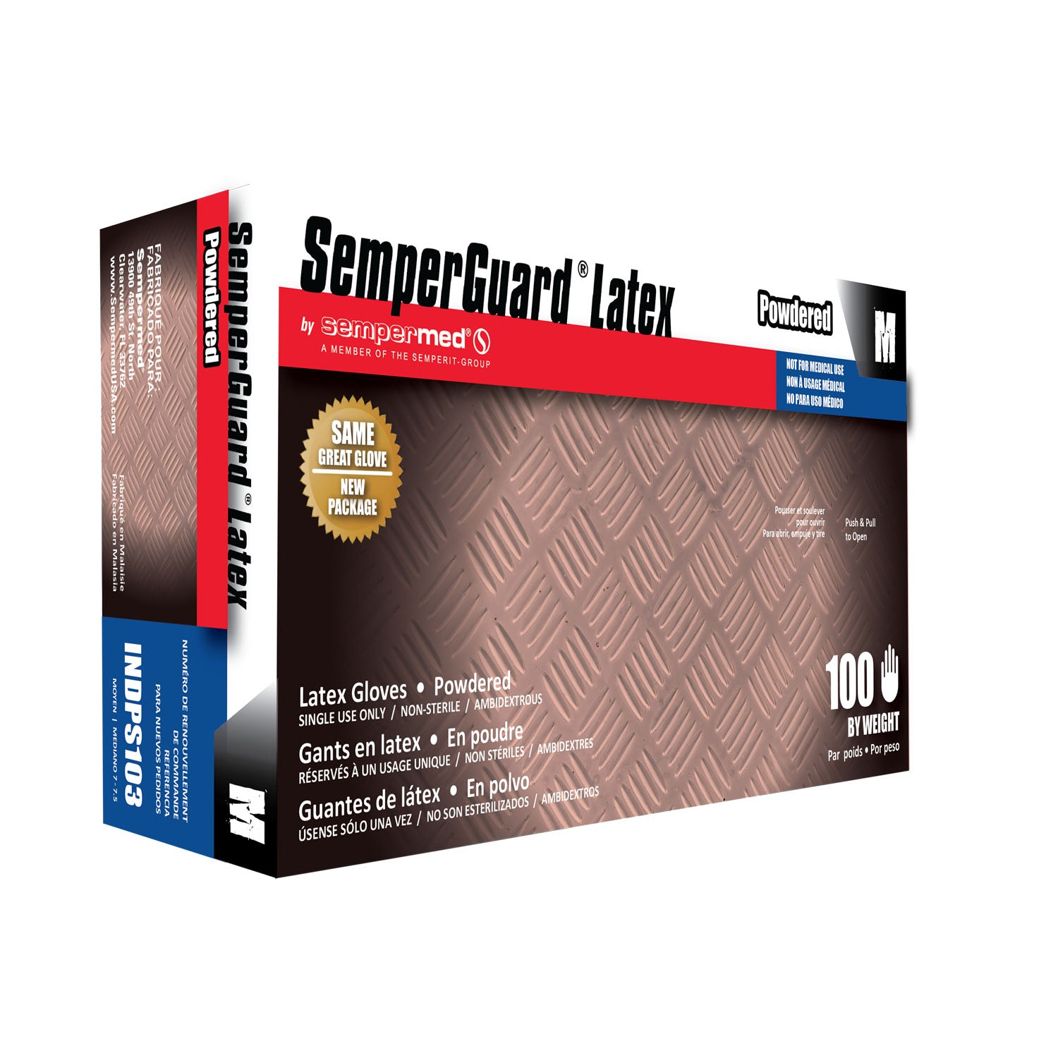 HARPS USA SEMPERGUARD® LATEX POWDERED Glove, Industrial Latex, Powdered, Medium, Non-Sterile,100/bx, 10 bx/cs (Not for Medical Use)