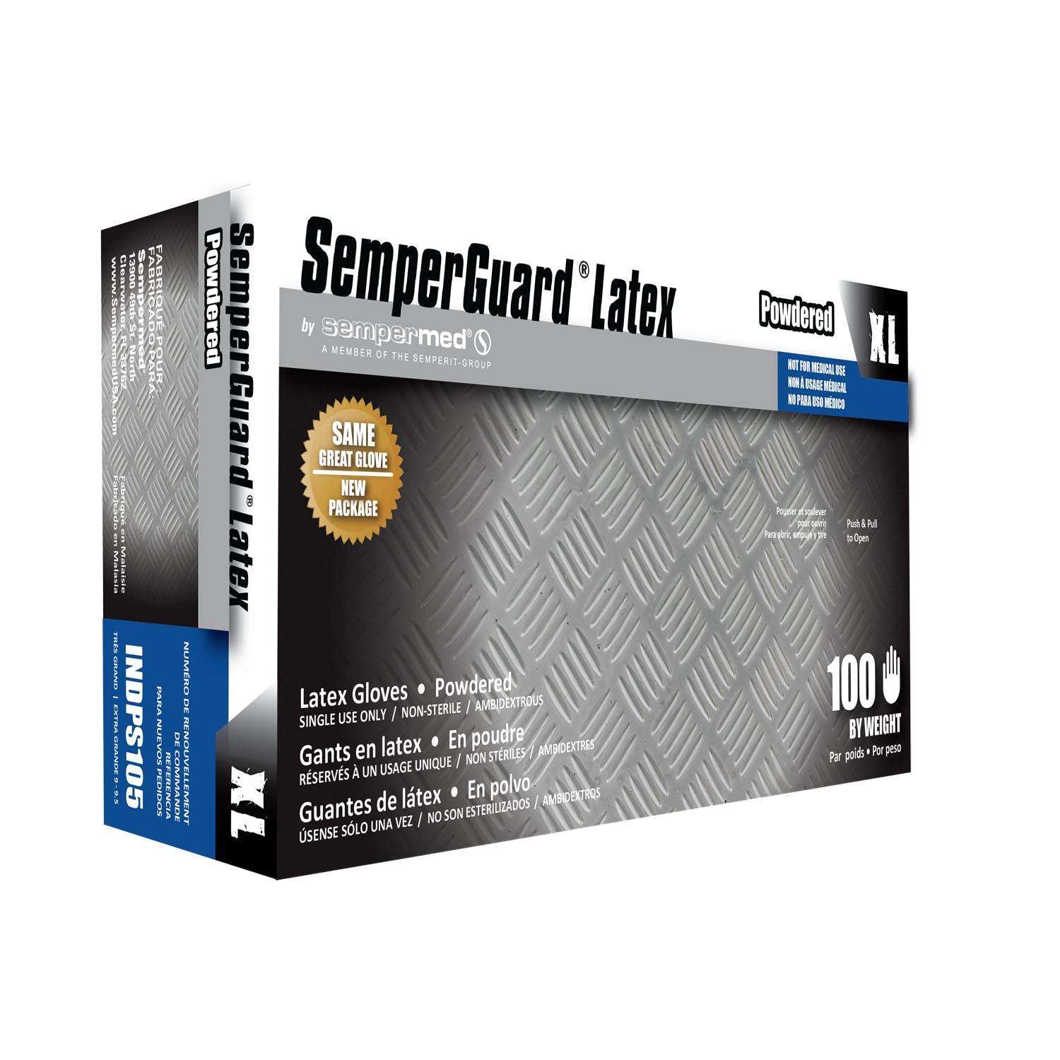 HARPS USA SEMPERGUARD® LATEX POWDERED Glove, Industrial Latex, Powdered, X-Large, Non-Sterile,100/bx, 10 bx/cs (Not for Medical Use)
