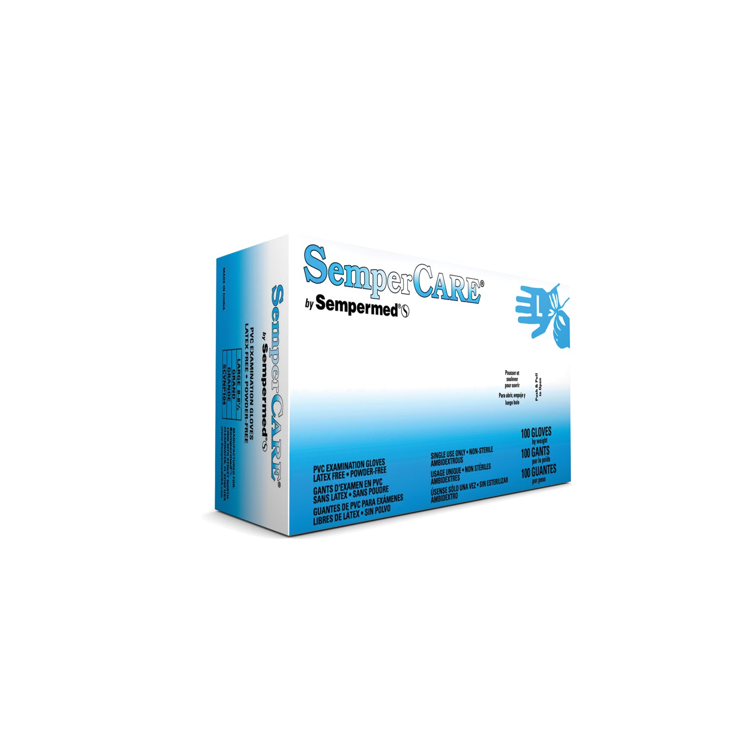 HARPS USA SEMPERCARE® VINYL GLOVE Exam Glove, Vinyl, Smooth, Large, Powder Free (PF), Beaded Cuff, Ambidextrous, 100/bx, 10 bx/cs (70 cs/plt)