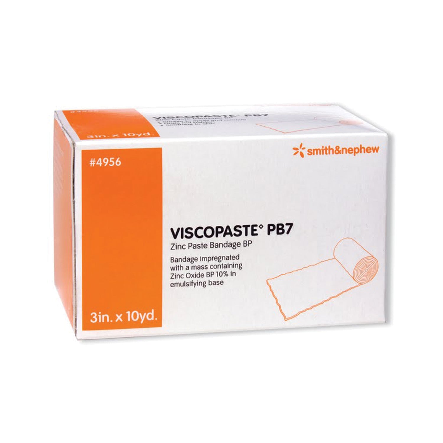 SMITH & NEPHEW VISCOPASTE™ PB7 ZINC PASTE BANDAGE "Zinc Paste Bandage, 3\" x 10 yds, 12/pkg, 4 pkg/cs "