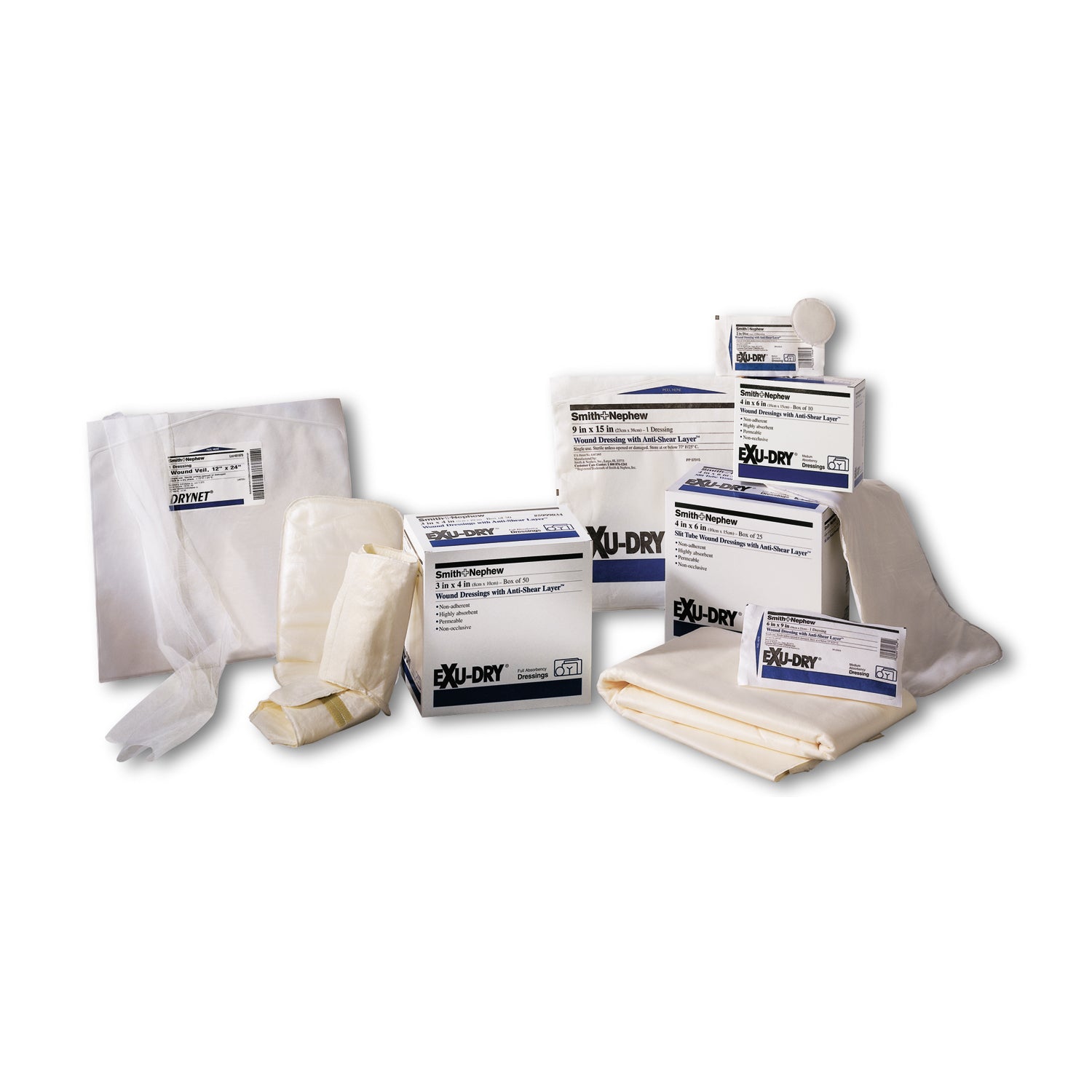 SMITH & NEPHEW EXU-DRY® WOUND DRESSINGS & GARMENTS "Wound Dressing, 3\" x 4\", Full Absorbency, 100/bx, 1bx/cs "