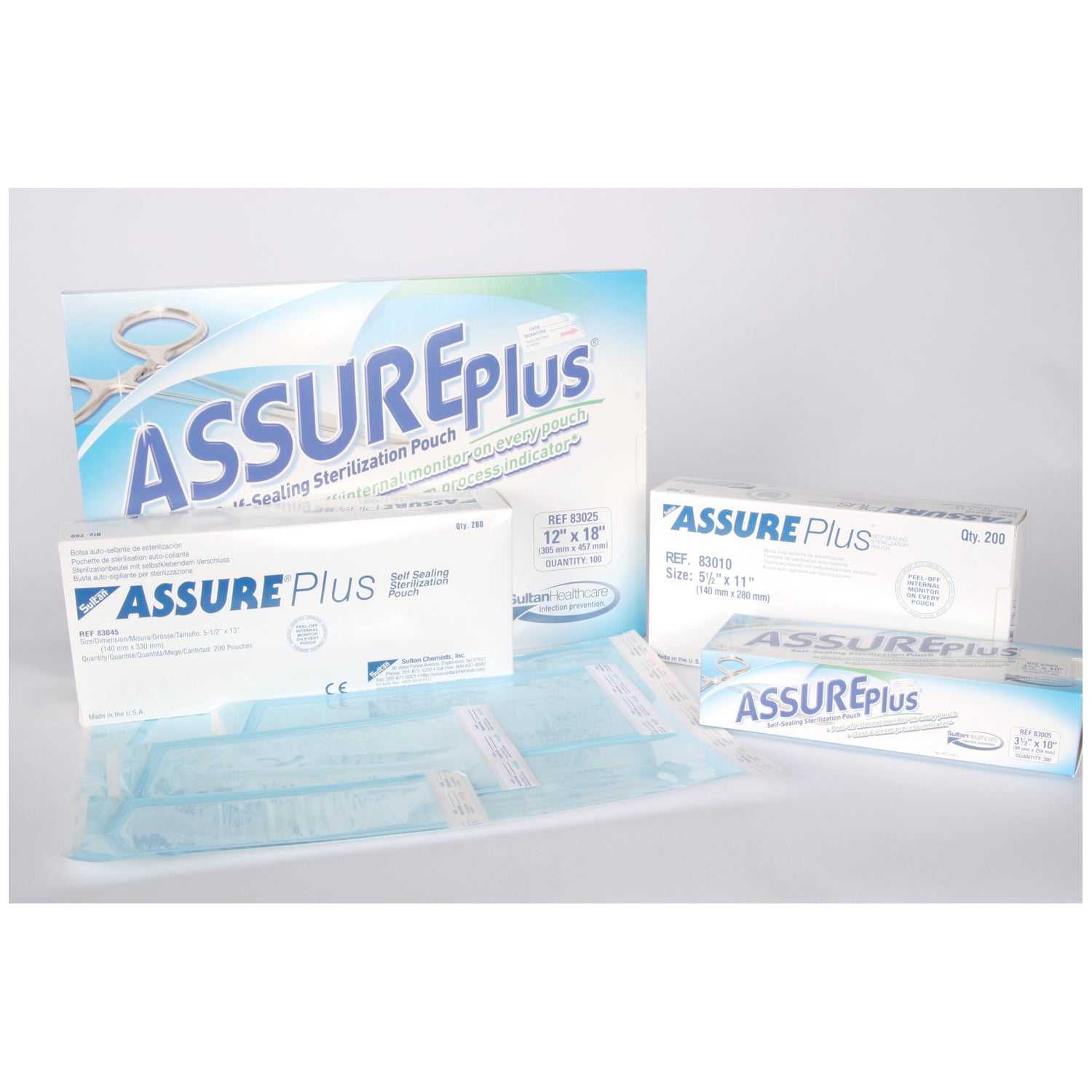 SULTAN ASSURE PLUS™ STERILIZATION POUCHES "Sterilization Pouch, 12\" x 18\", 100/bx"