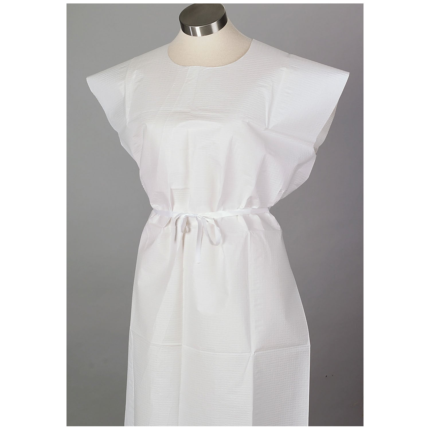 TIDI TISSUE POLY TISSUE PATIENT GOWN "Exam Gown, 30\" x 42\", Adult, White, T/P/T, Front or Back Opening, 50/cs"