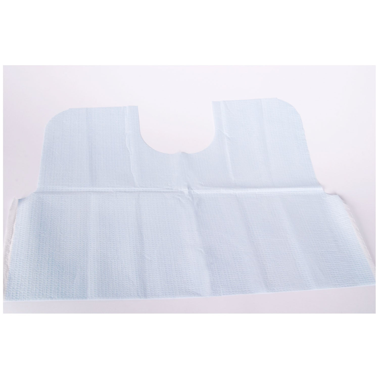 TIDI 3-PLY TISSUE/POLY CONTOUR BIB "Deluxe PolyTowel, Neck Cutout, 17\" x 18\", Blue, 500/cs (20 cs/plt)"