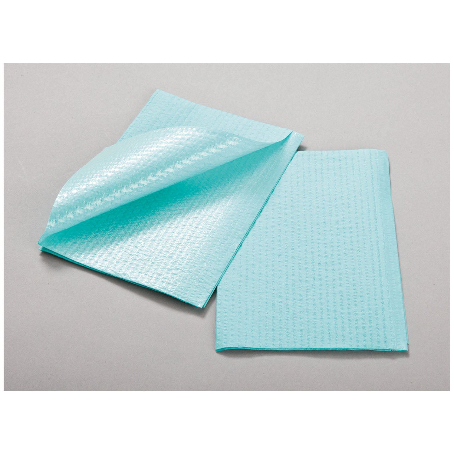 TIDI 2-PLY TISSUE/POLY TOWEL & BIB "Towel, 2-Ply Tissue/ Poly Blue, Rib Embossed, 13\" x 18\", 500/cs"