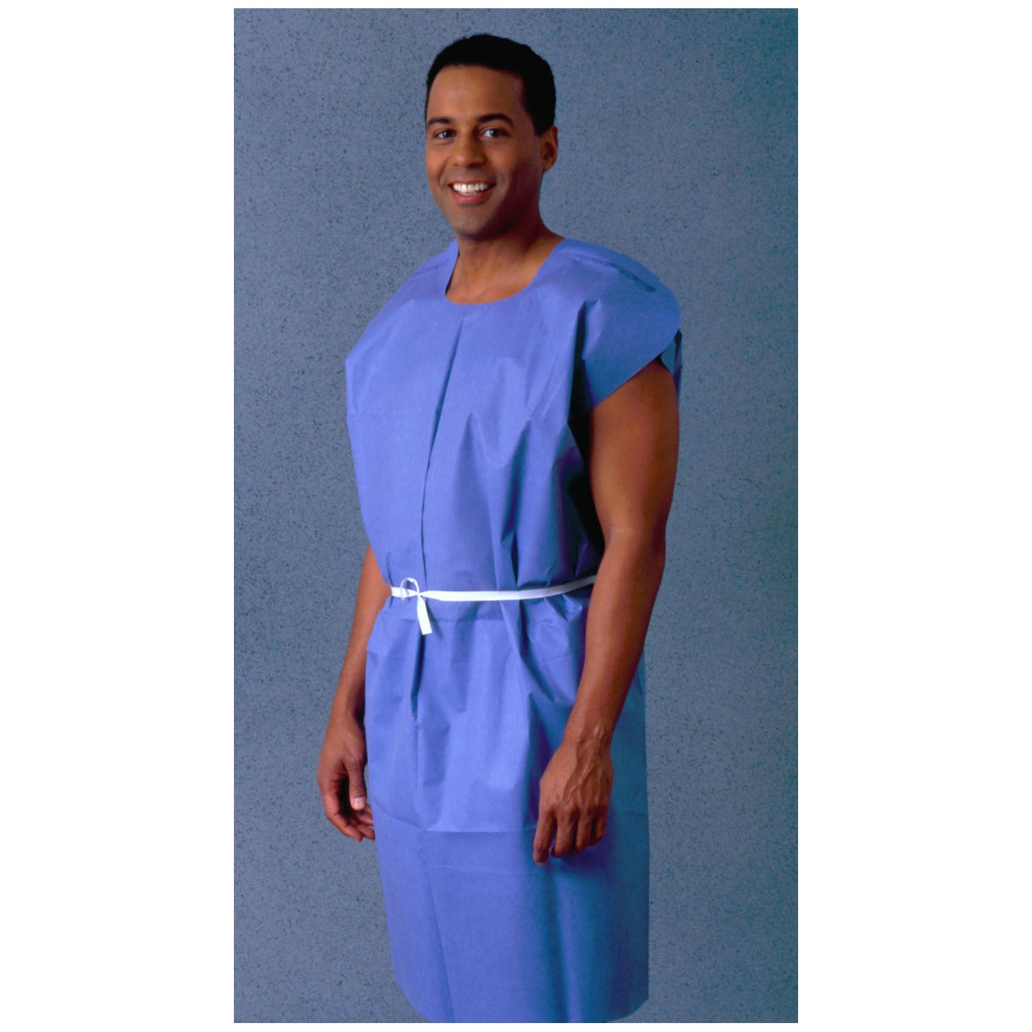 TIDI DEXTER CREPE EXTERIOR PATIENT CAPES & GOWNS "Patient Gown, 30\" x 42\", Medium, Blue, Non-Woven, Dexter Material, Crepe Exterior, 50/cs"