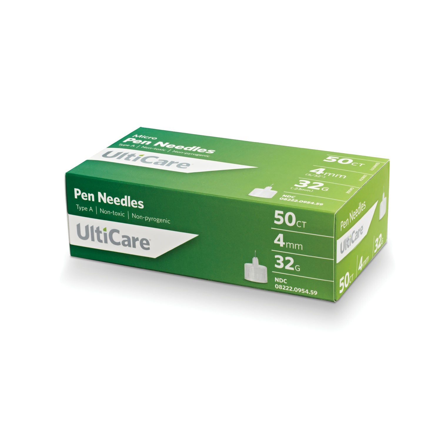 ULTIMED ULTICARE PEN NEEDLES Pen Needle, 4mm Depth, 32G x 5/32", 50/bx