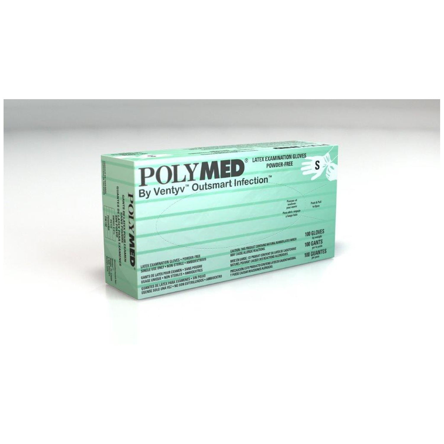 VENTYV POLYMED LATEX EXAM POWDER-FREE S Glove, Exam, Latex, Small