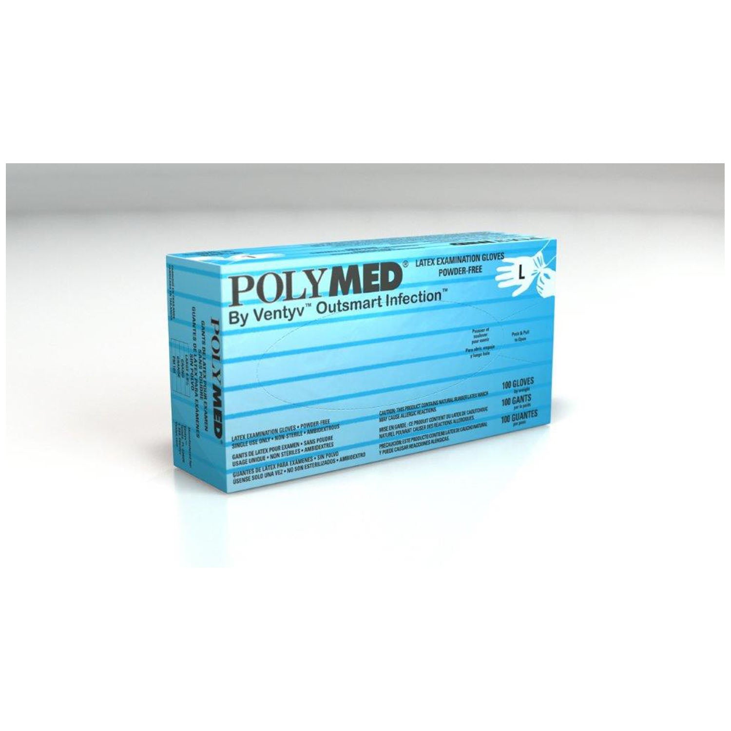 VENTYV POLYMED LATEX EXAM POWDER-FREE S Glove, Exam, Latex, Large