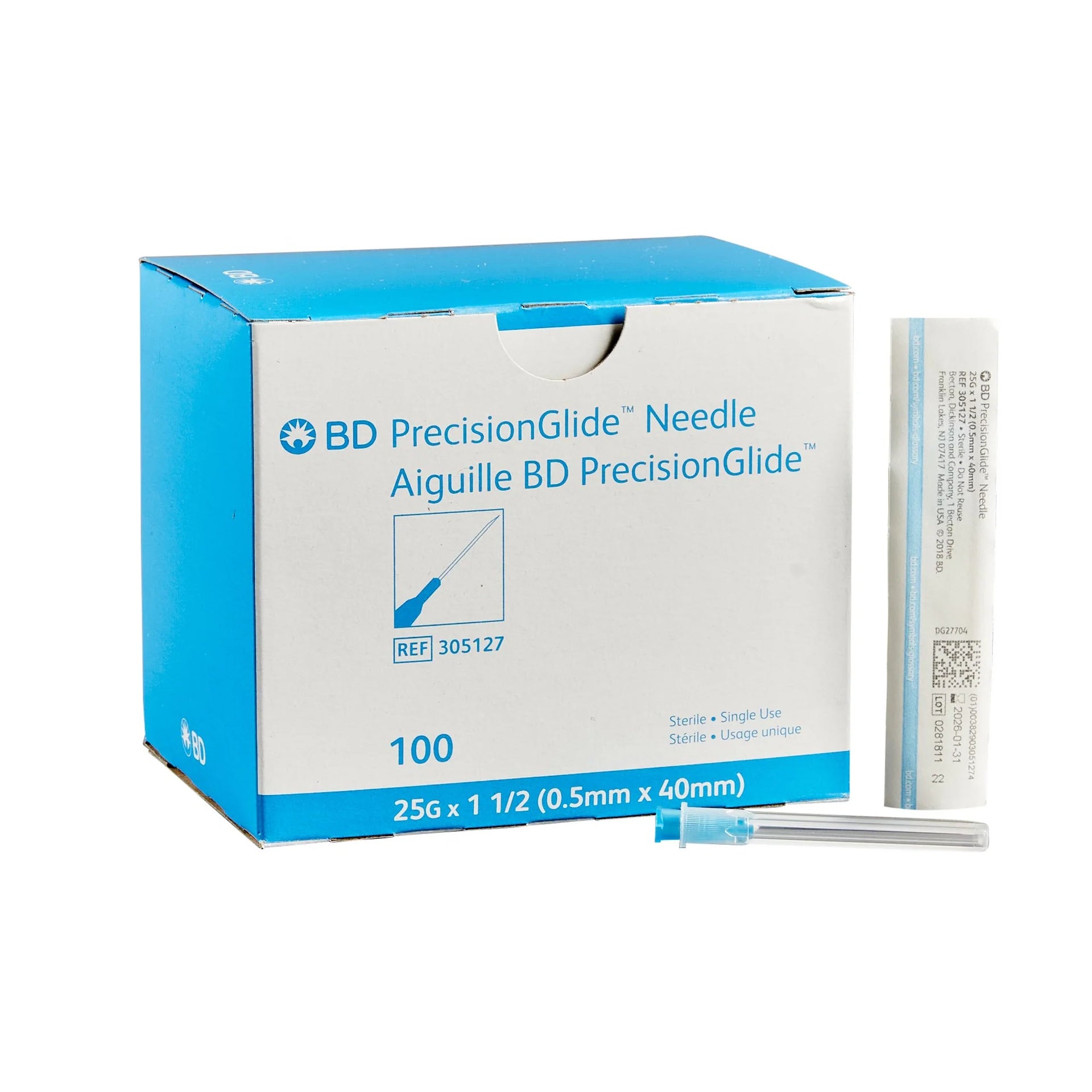 BD PRECISIONGLIDE™ NEEDLES "Needle, 25G x 1\", Regular Bevel, Sterile, 100/bx, 10 bx/cs "
